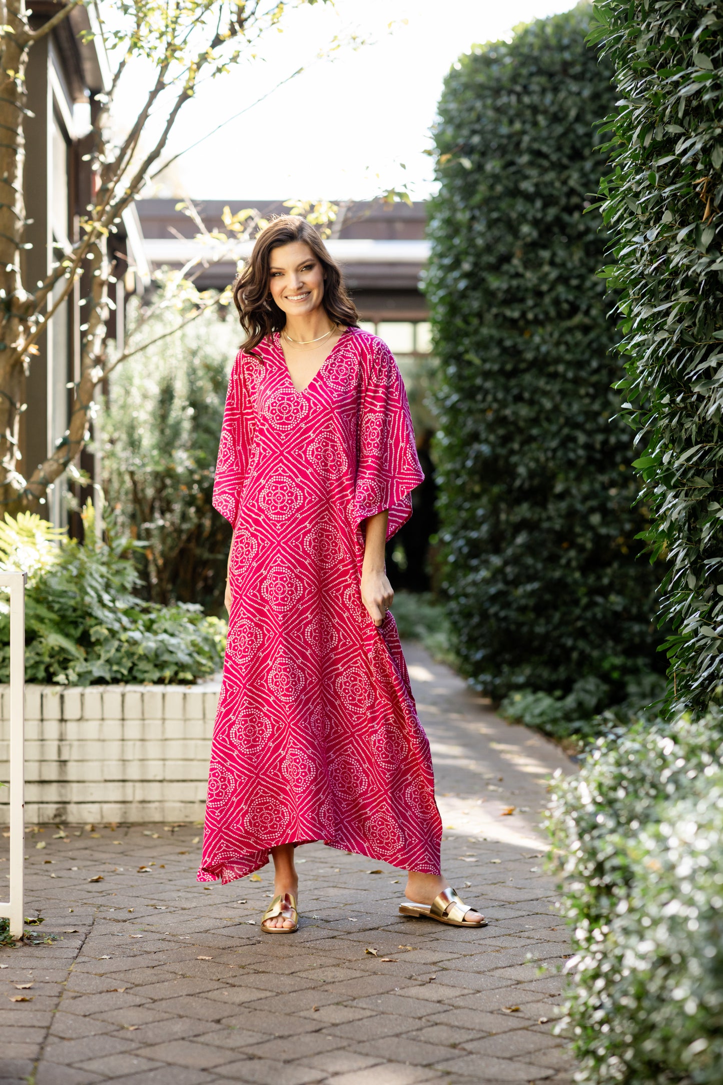 Coral Fuschia Long Caftan